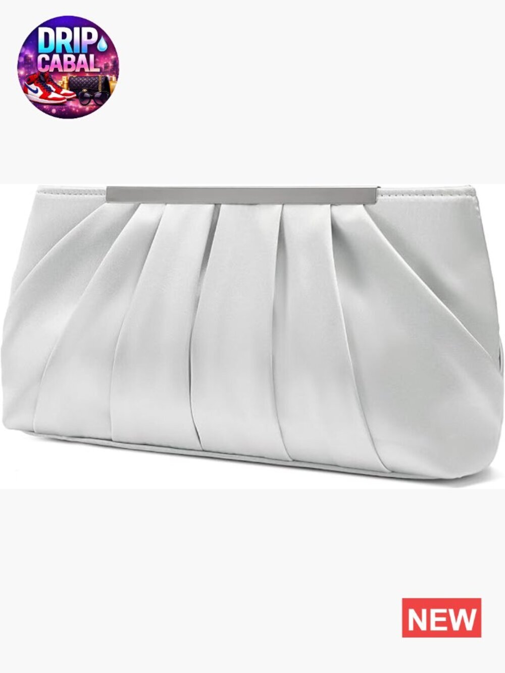 Satin Pleated Clutch Evening Bag Formal Handbag Chain Strap